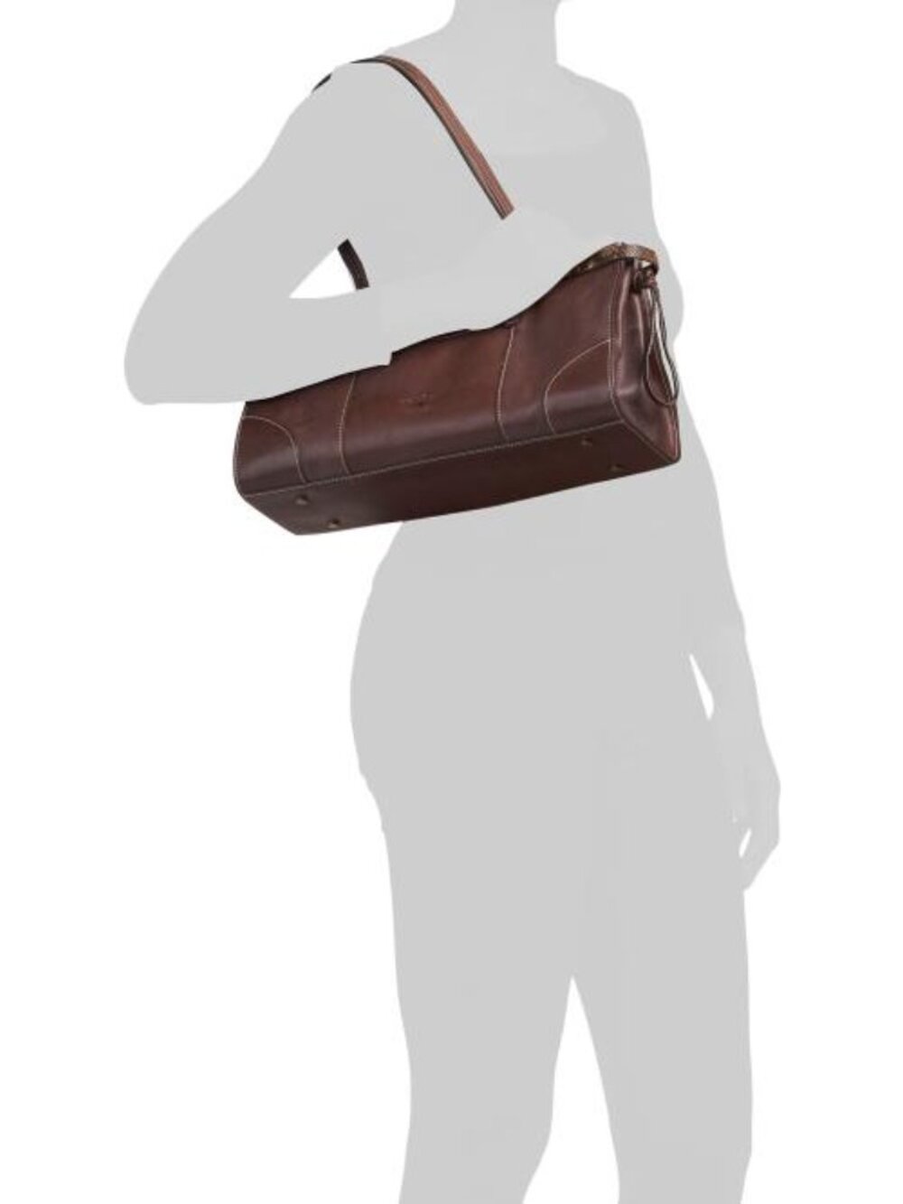 CAVALCANTI Made In Italy Leather East West Satchel With Belt Detail - Picture 5 of 5